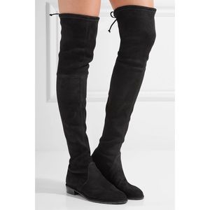 Stuart Weitzman Lowland Boots, Black Suede, 9.5